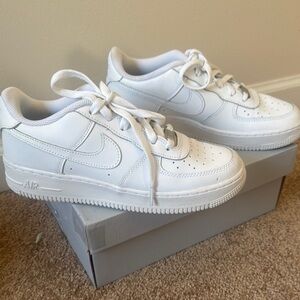 Nike White Sneakers with Leather Upper and Thick Rubber Sole
